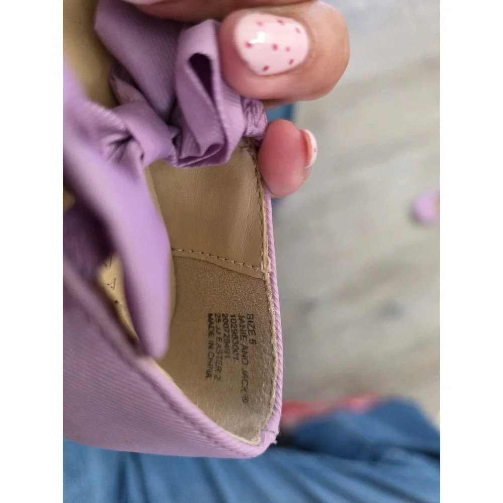 Janie and Jack Girls Lavender Purple Bow Mary Jane Dress Shoes Flats Baby Sz 5us